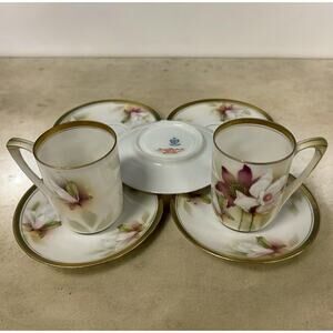 LOT Of RS Germany Demitasse Cup & Saucer Hand Painted Tulip Schlegelmilch China
